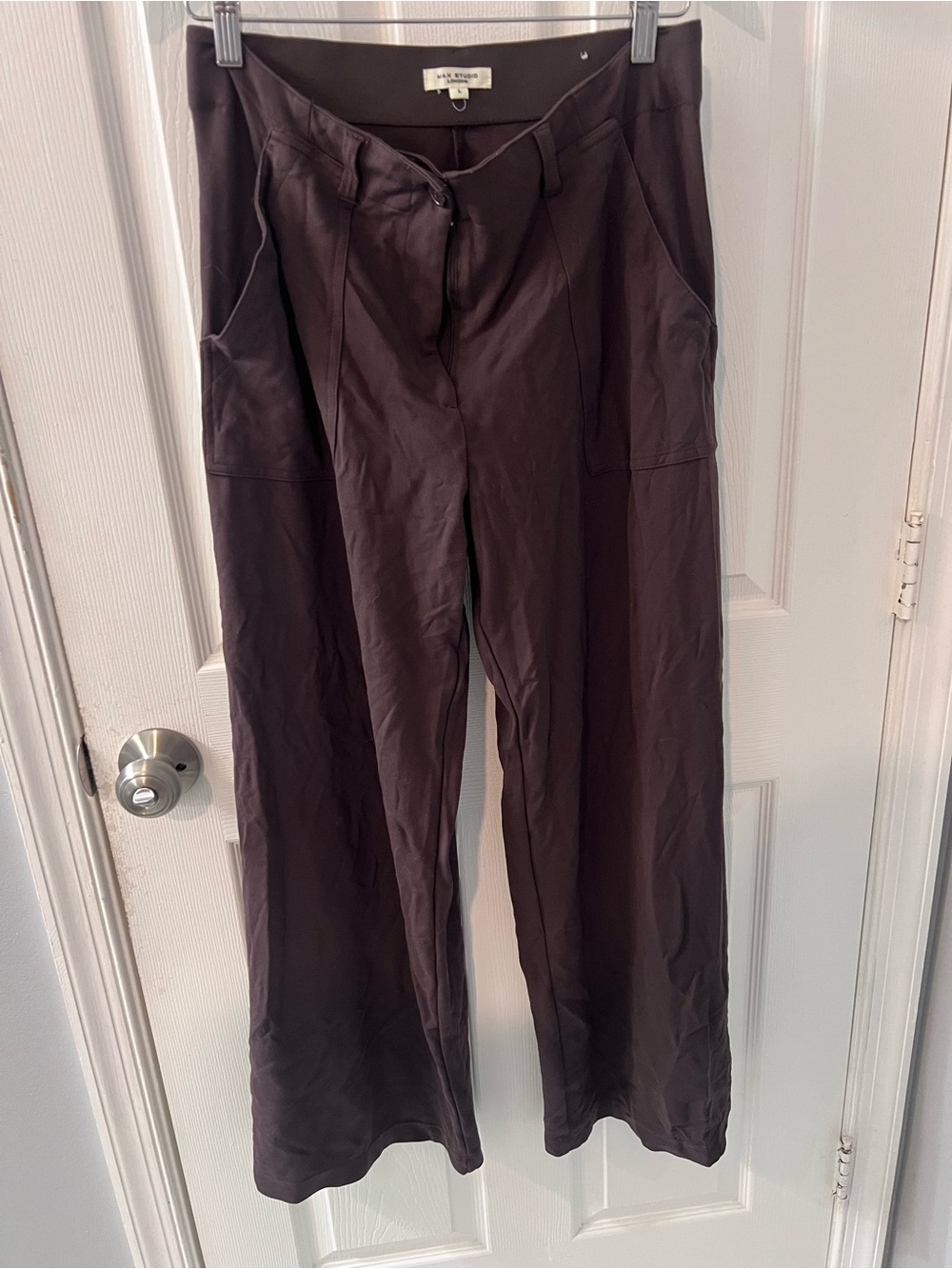 Max Studio Dark Brown Wide-Leg Chinos
